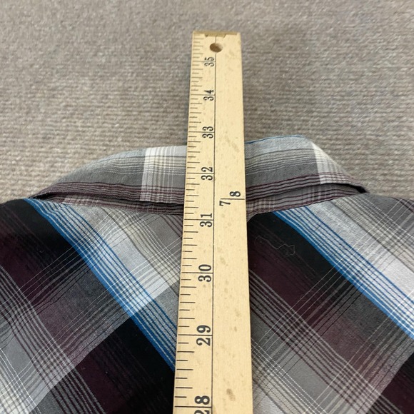 VTG Ely Cattleman Shirt Men Large Plaid Western Pearl Snap Short Sleeve Burgundy - Picture 8 of 9